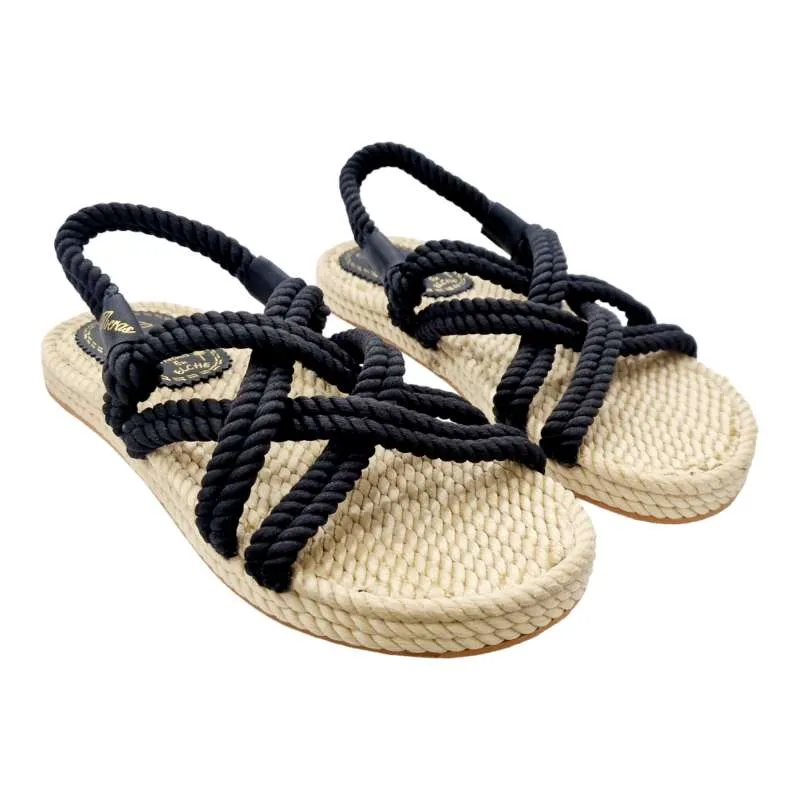 SANDALIAS HOMBRE CUERDAS CRUZADAS CON TALONERA NEGRO