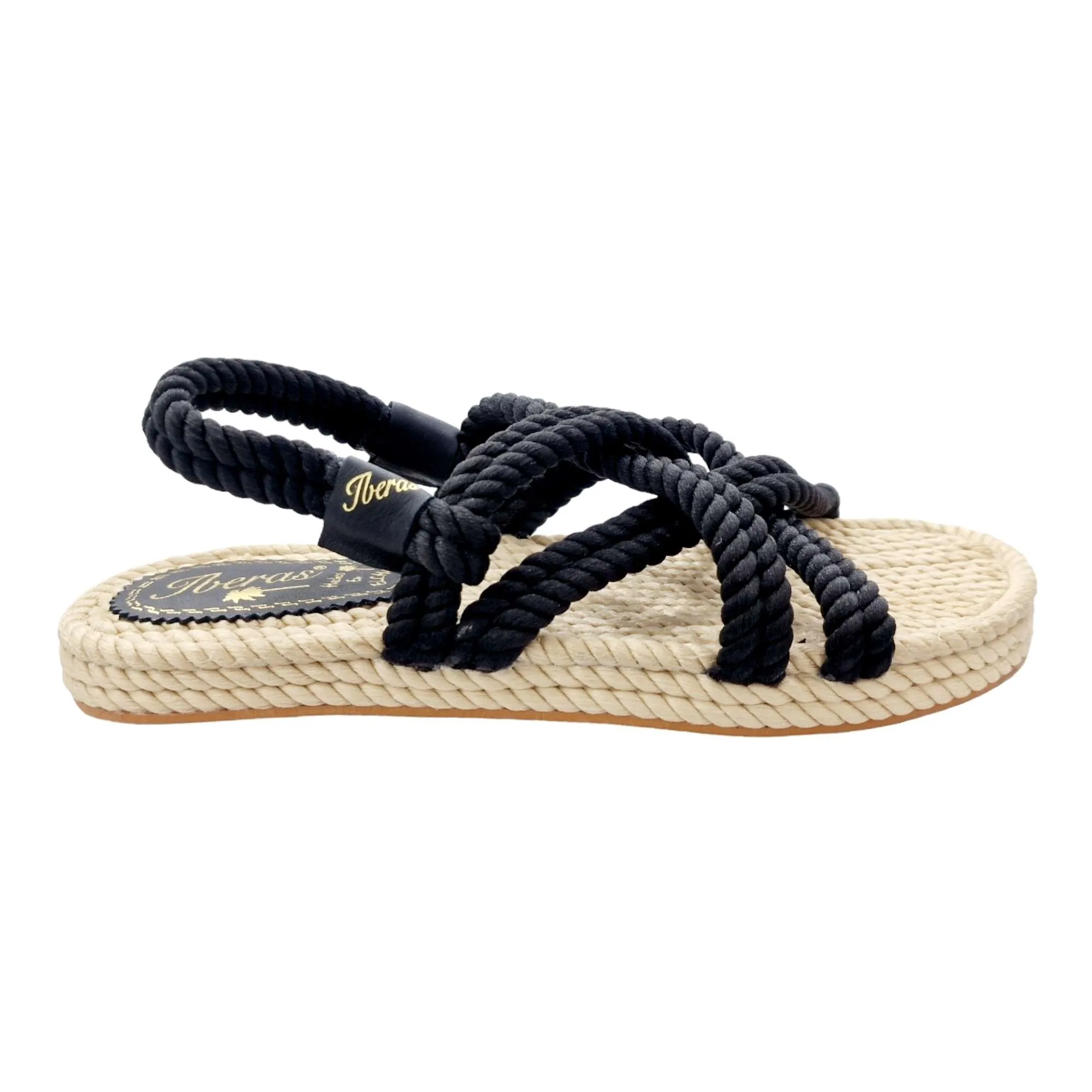 SANDALIAS HOMBRE CUERDAS CRUZADAS CON TALONERA NEGRO