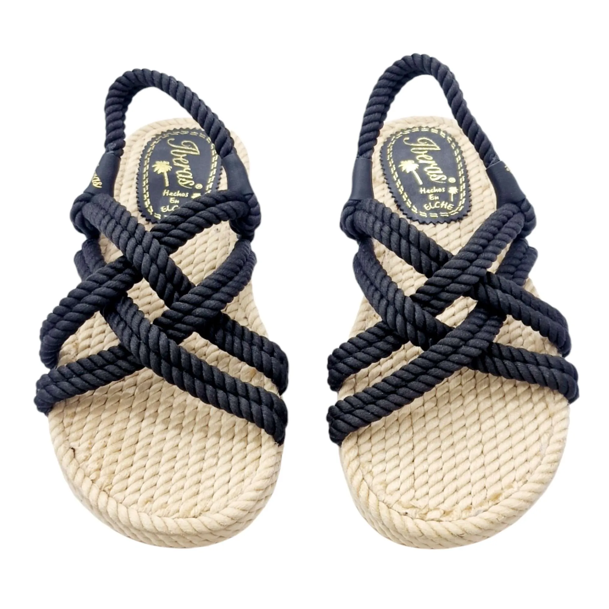 SANDALIAS HOMBRE CUERDAS CRUZADAS CON TALONERA NEGRO