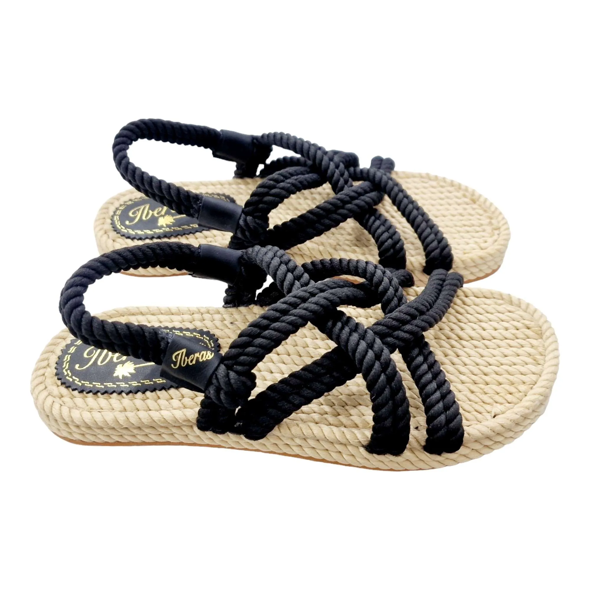 SANDALIAS HOMBRE CUERDAS CRUZADAS CON TALONERA NEGRO
