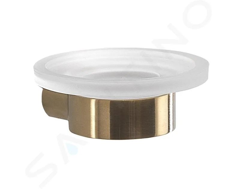 SAPHO GEDY PIRENEI  JABONERA CON SOPORTE, ORO MATE/VIDRIO SATINADO PI1188