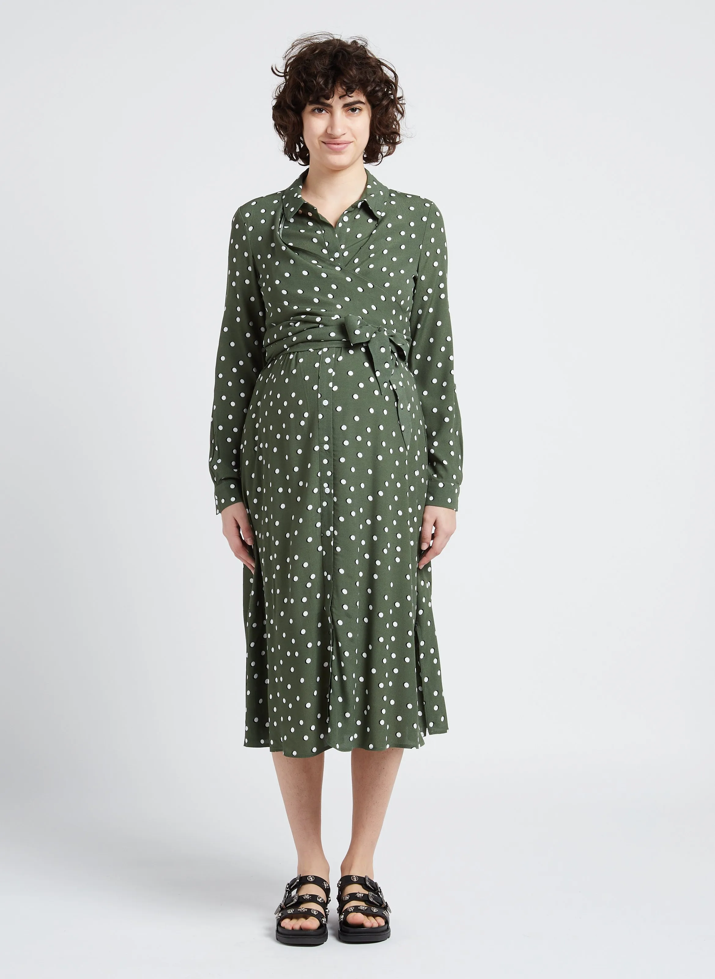 SERAPHINE BLESS  VESTIDO CAMISERO PREMAMá ESTAMPADO EN CAQUI