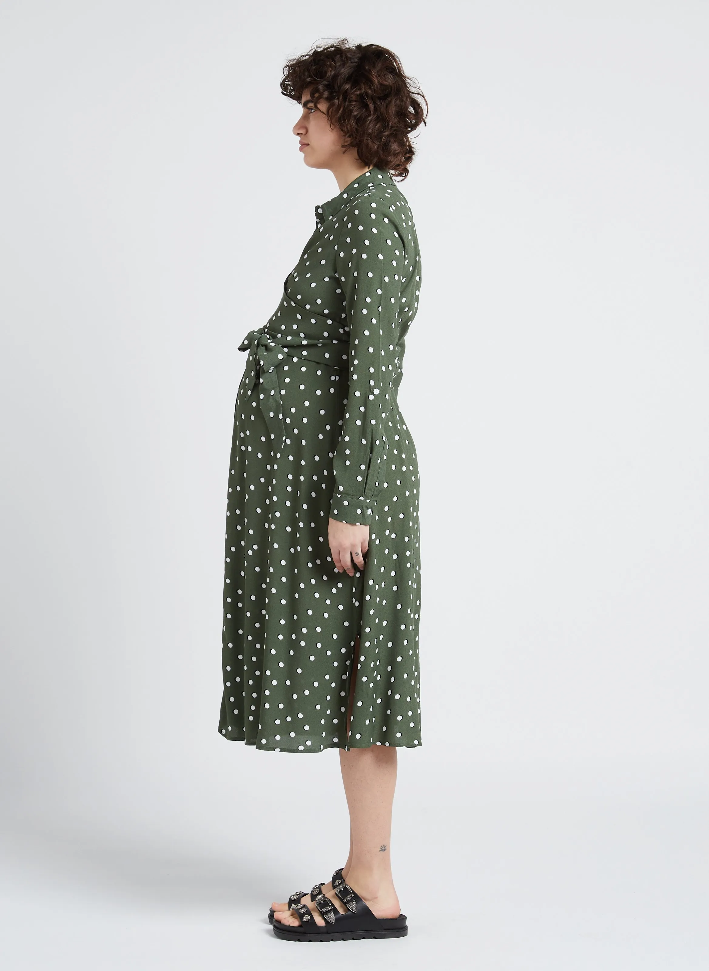 SERAPHINE BLESS  VESTIDO CAMISERO PREMAMá ESTAMPADO EN CAQUI
