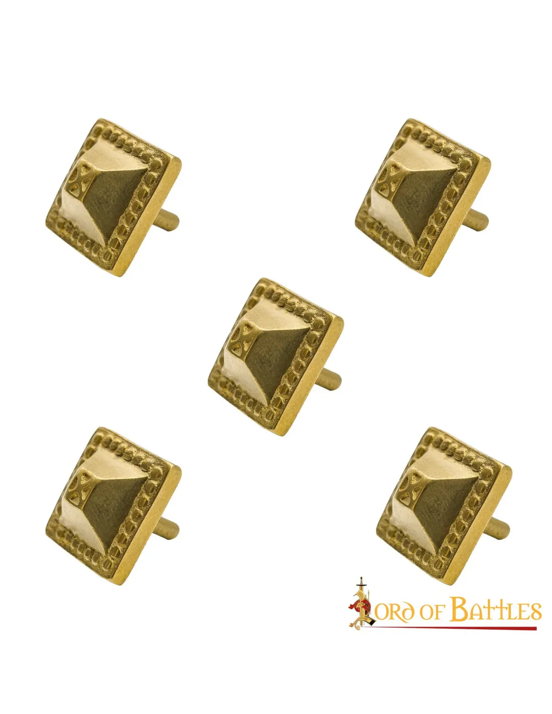 Set 5 tachuelas decorativas en latón para ropa o cuero (1,2 cm.)