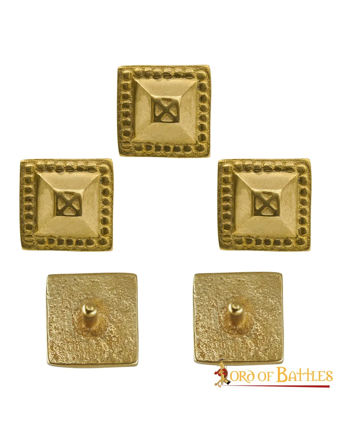 Set 5 tachuelas decorativas en latón para ropa o cuero (1,2 cm.)