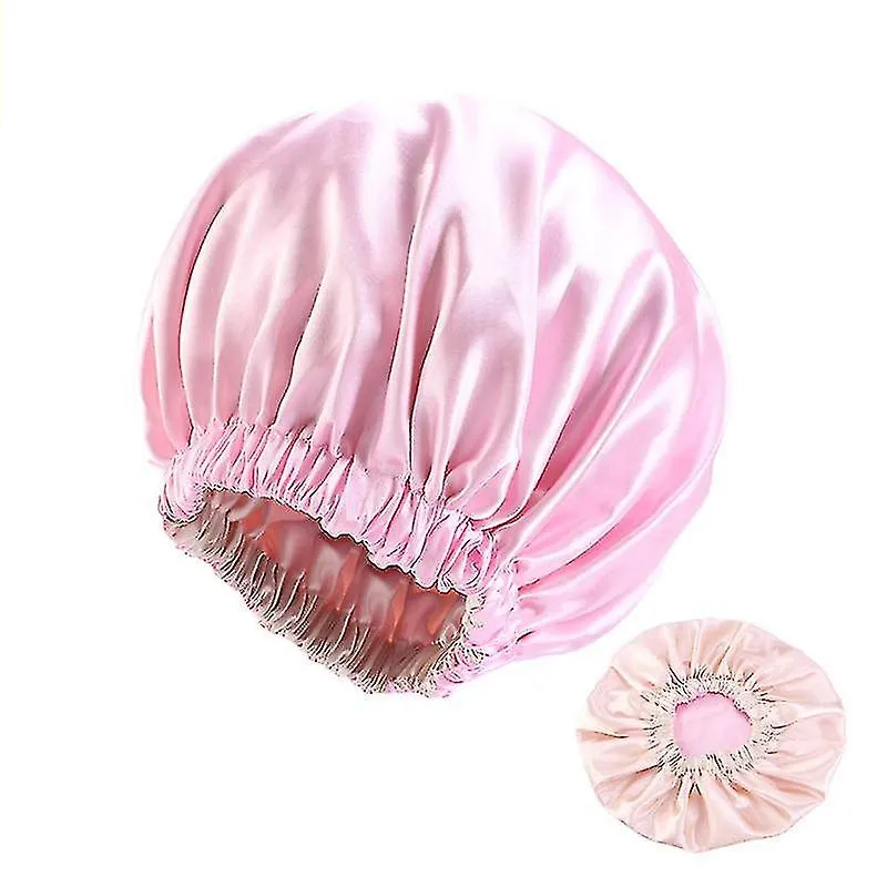 Shower Cap 2 Pieces Ladies Double Layer Satin Sleep Cap