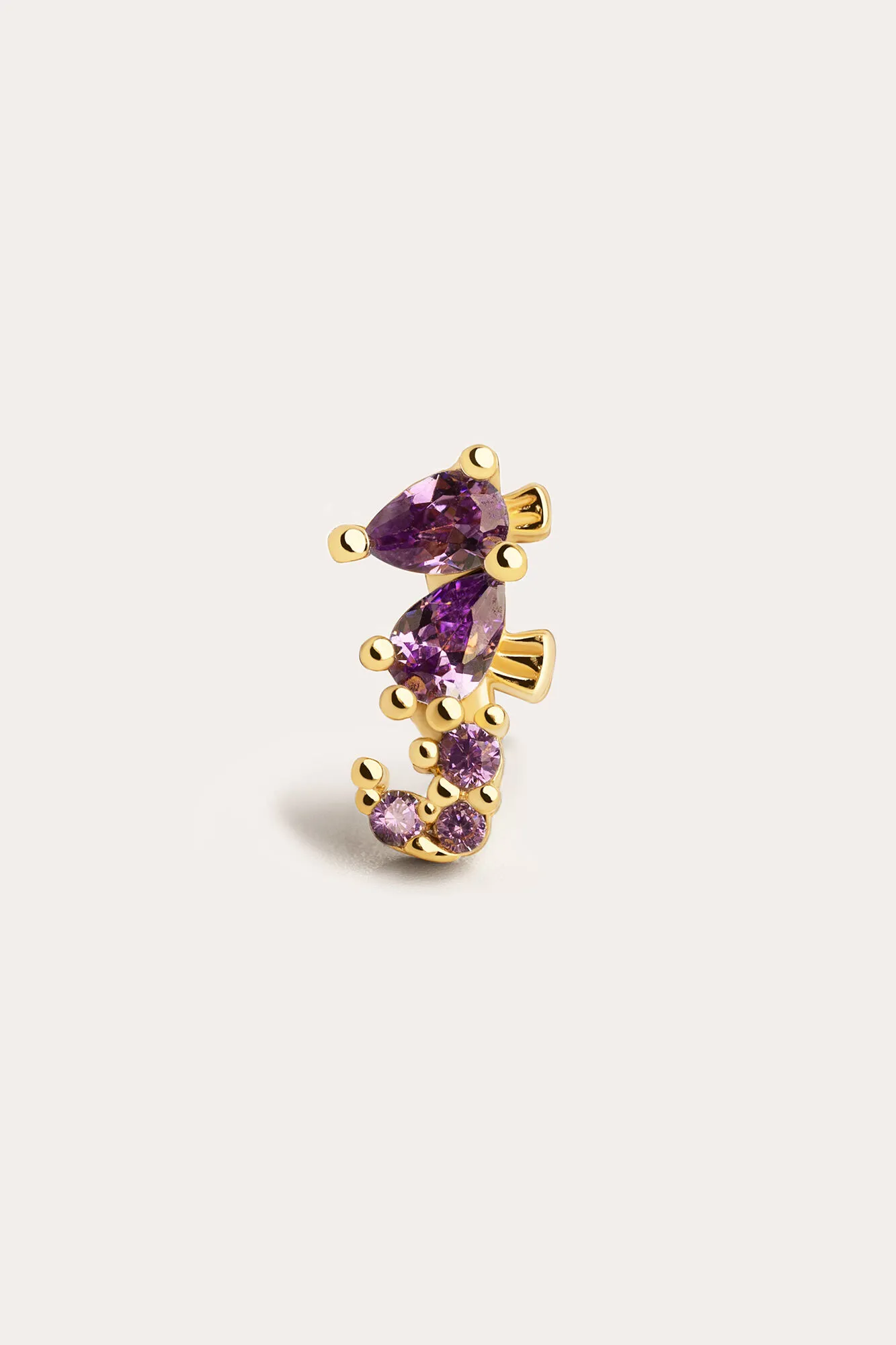 Singularu Pendiente Suelto Sea Seahorse Plata Baño Oro