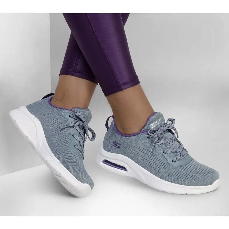 SKECHERS 117379 COLOR GRIS AZULADO  ZAPATILLAS DE CORDONES PARA MUJER CON CáMARA DE AIRE