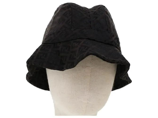 Sombrero FENDI Zucchino Canvas M Marrón Auth am4612 Castaño 