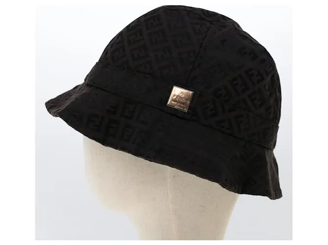 Sombrero FENDI Zucchino Canvas M Marrón Auth am4612 Castaño 