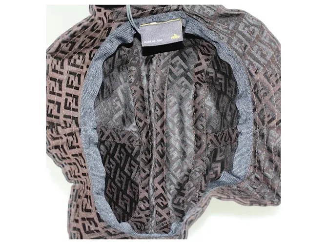 Sombrero FENDI Zucchino Canvas M Marrón Auth am4612 Castaño 