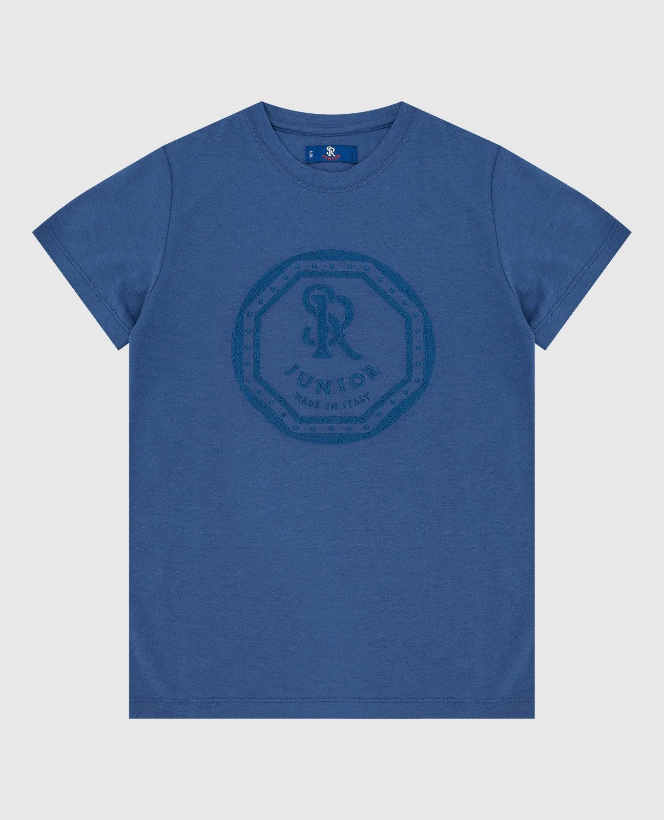 STEFANO RICCI CHILDREN'S BLUE TSHIRT WITH A MONOGRAM