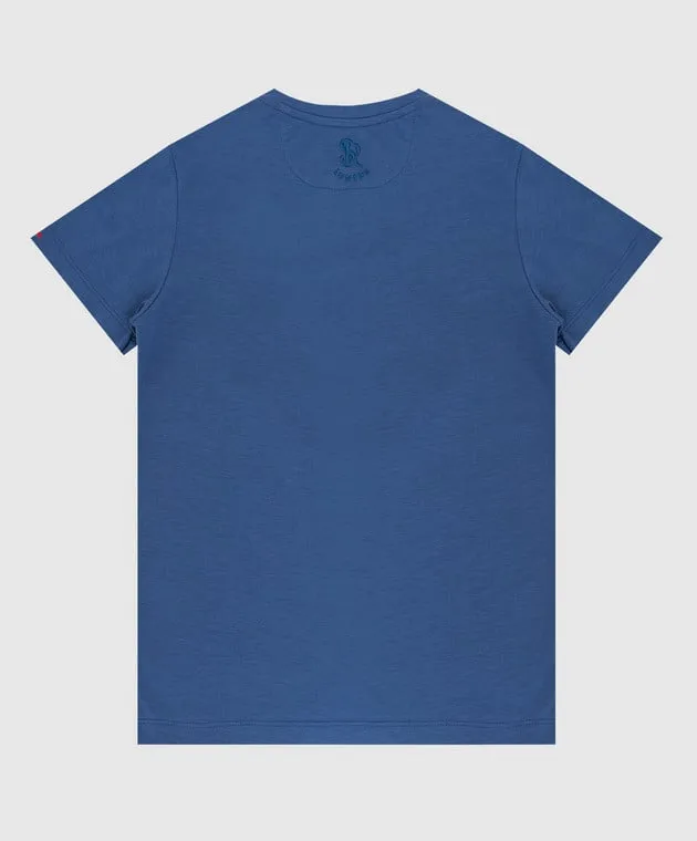 STEFANO RICCI CHILDREN'S BLUE TSHIRT WITH A MONOGRAM