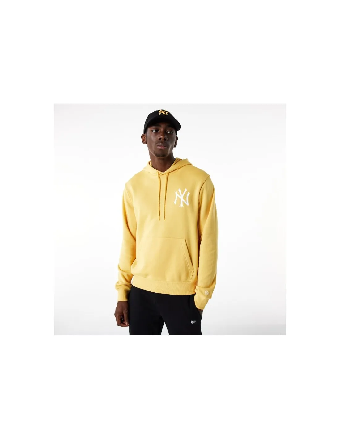 Sudadera New Era Amarilla Logo Frontal Capucha Hombre