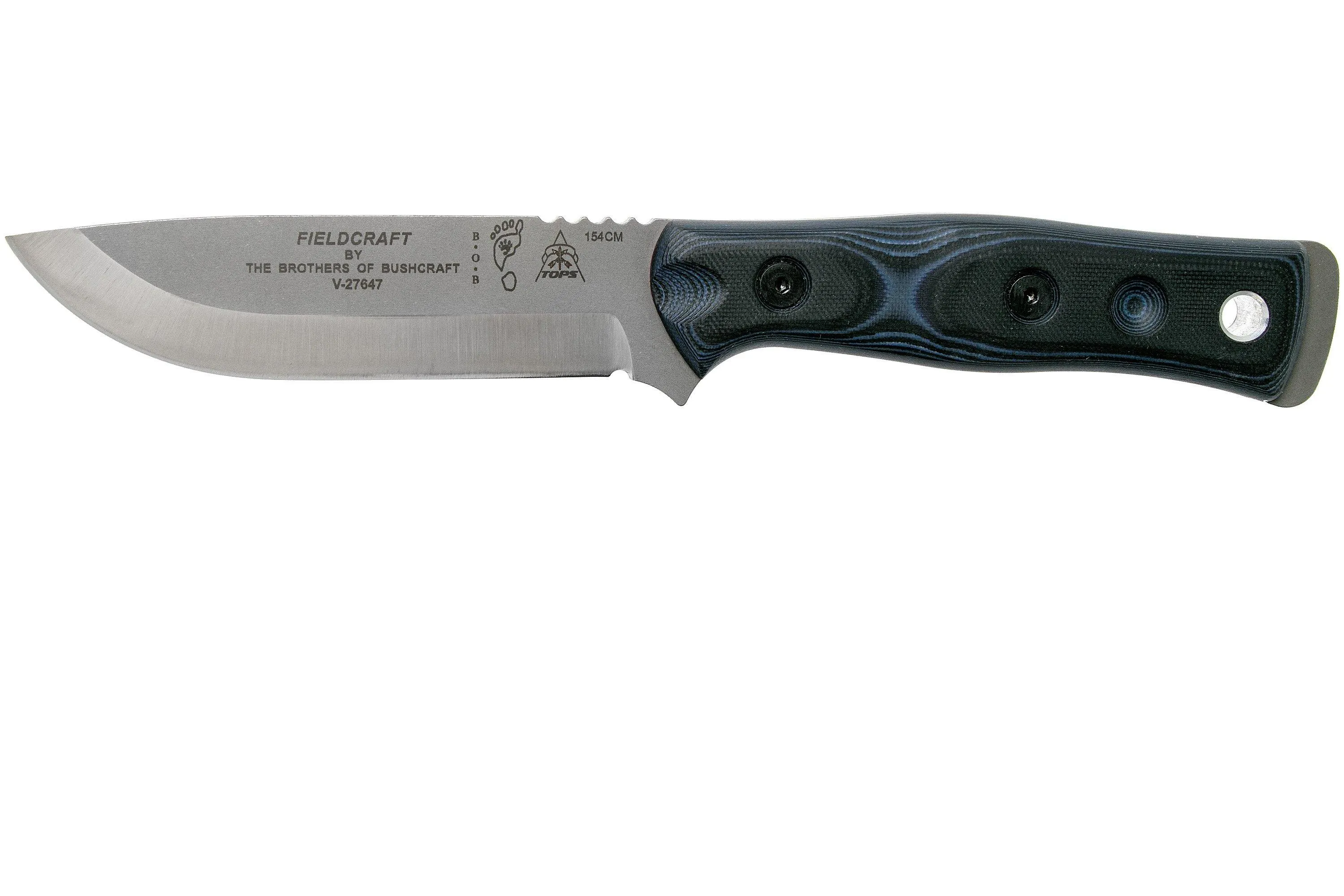 TOPS KNIVES B.O.B. FIELDCRAFT154CM BLUE/BLACK MICARTA BROS154BB CUCHILLO BUSHCRAFT