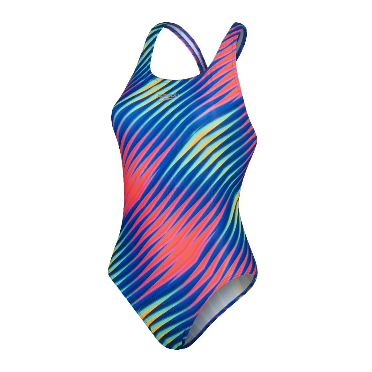 Traje de Baño Natación Mujer Speedo Allover Digital Powerback Azul