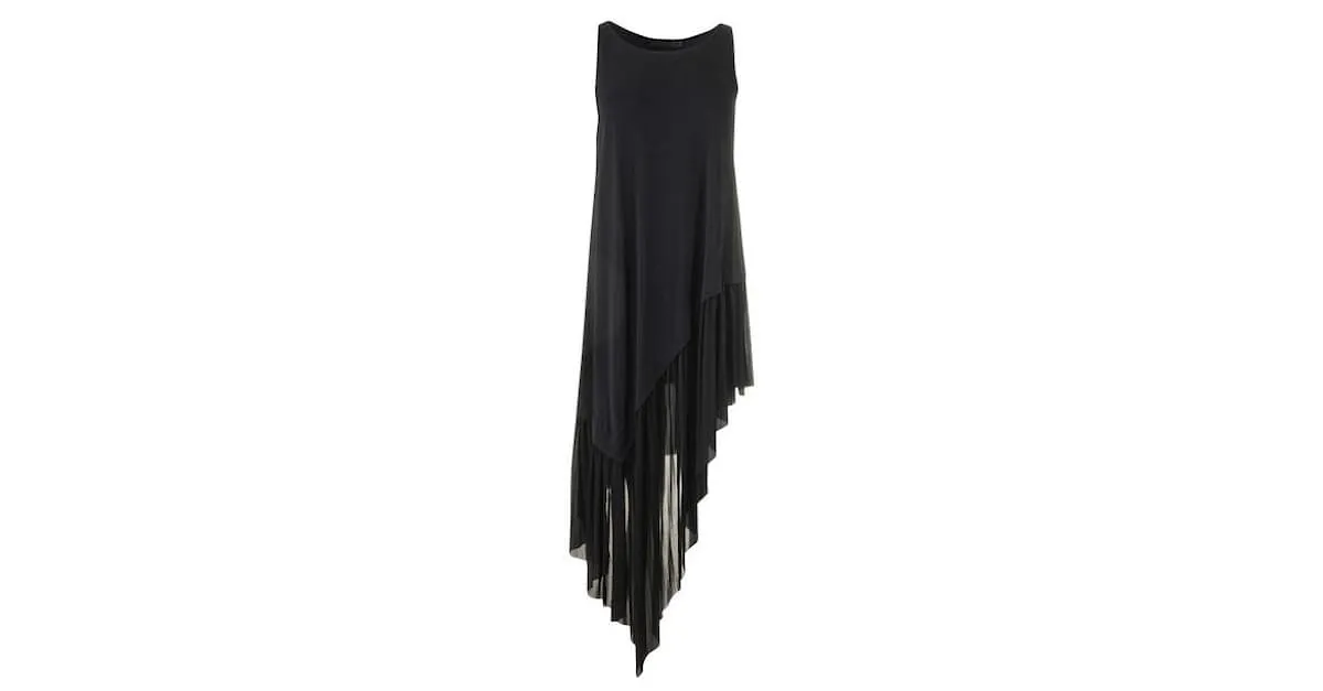 Túnica plisada asimétrica de Donna Karan Negro 