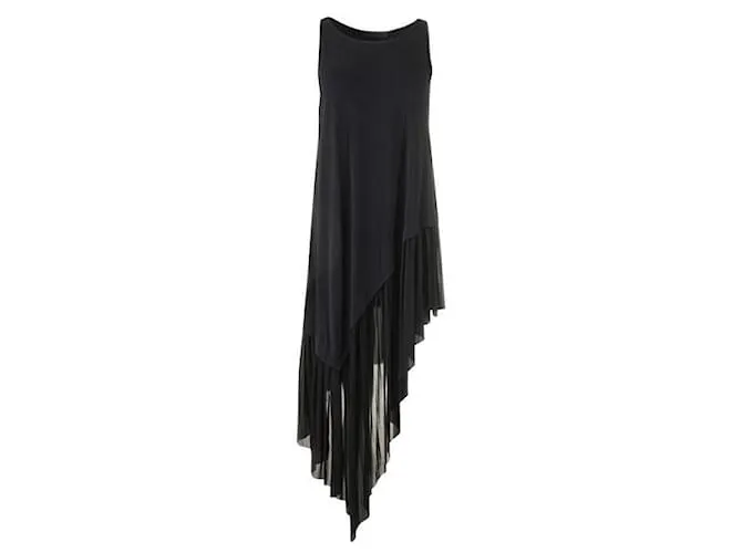 Túnica plisada asimétrica de Donna Karan Negro 