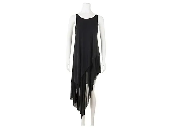Túnica plisada asimétrica de Donna Karan Negro 