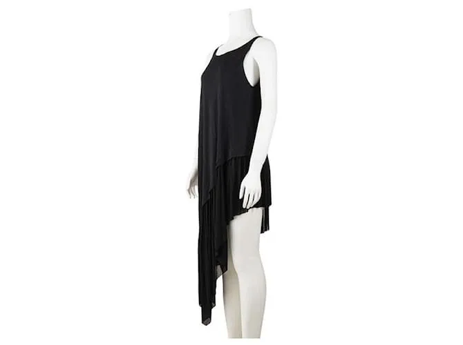 Túnica plisada asimétrica de Donna Karan Negro 