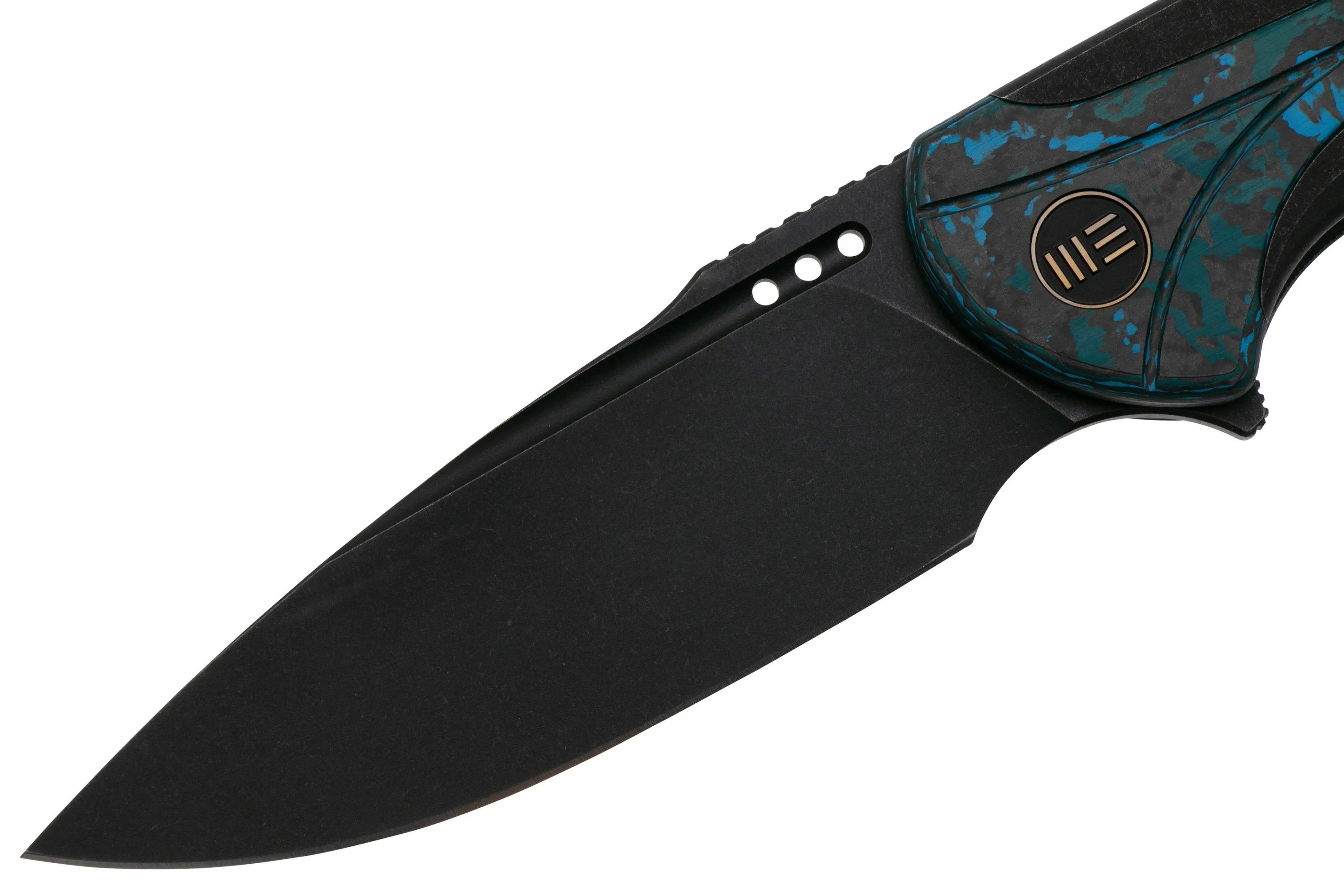 WE KNIFE EQUIVIK WE230204 BLACKWASHED CPM 20CV, BLACK TITANIUM, ARCTIC STORM FAT CARBON, NAVAJA