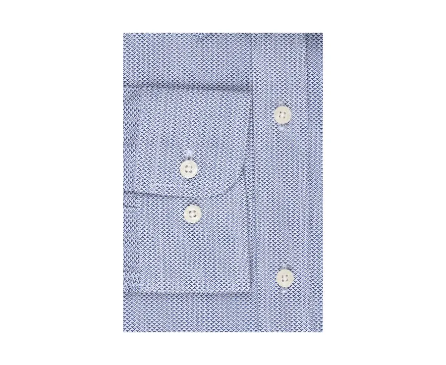 WHITE SHIRT PRINTED WITH NAVY BLUE PATTERNS  OSCAR