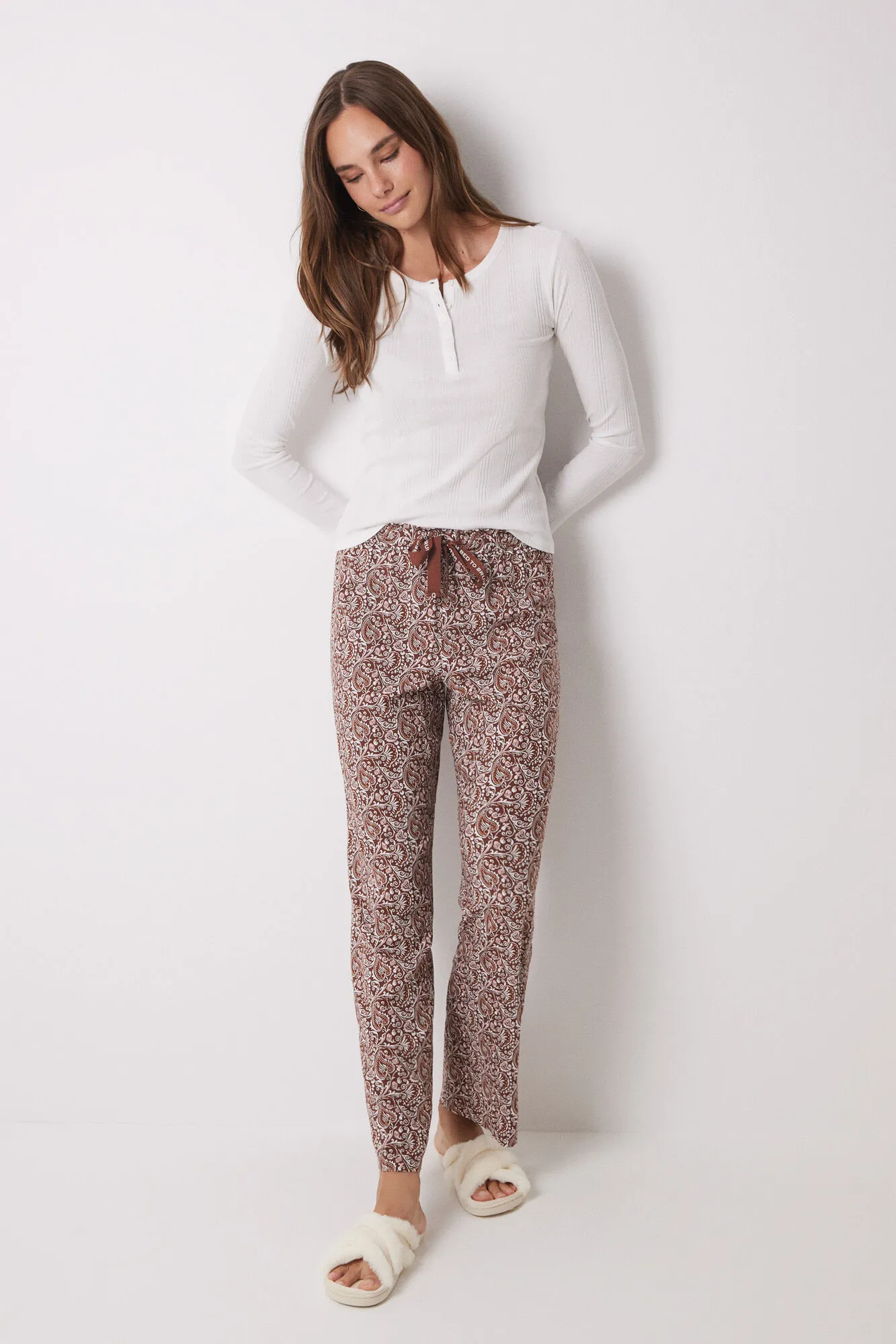Women'secret Pantalón largo lounge viscosa paisley