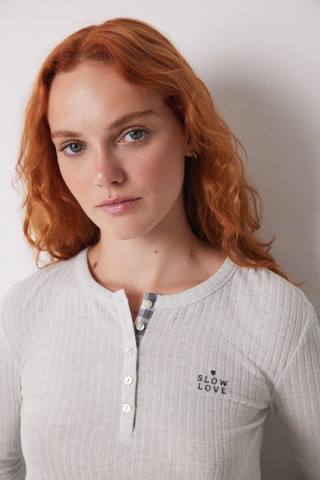 Women'secret Pijama largo cuadros gris
