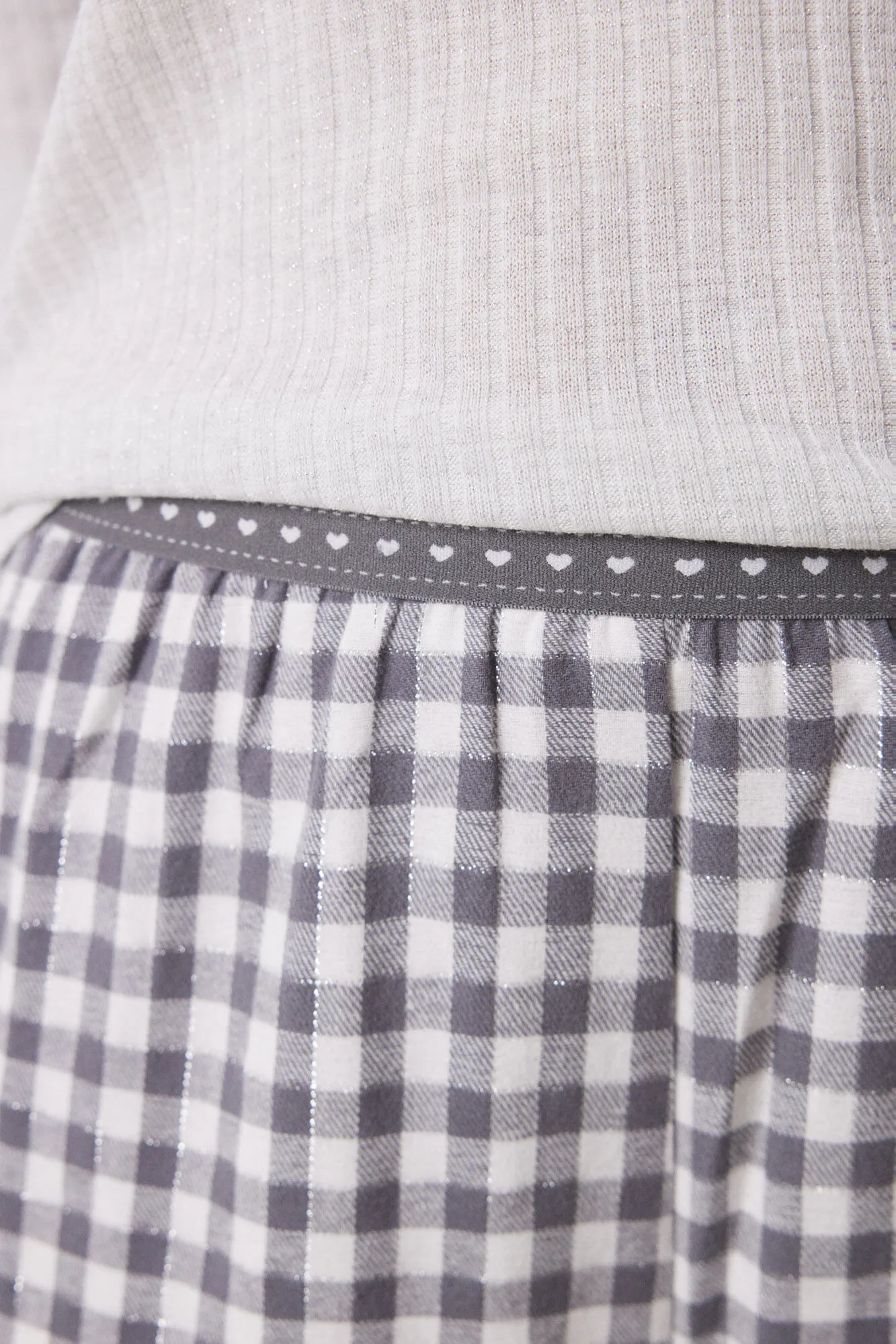 Women'secret Pijama largo cuadros gris