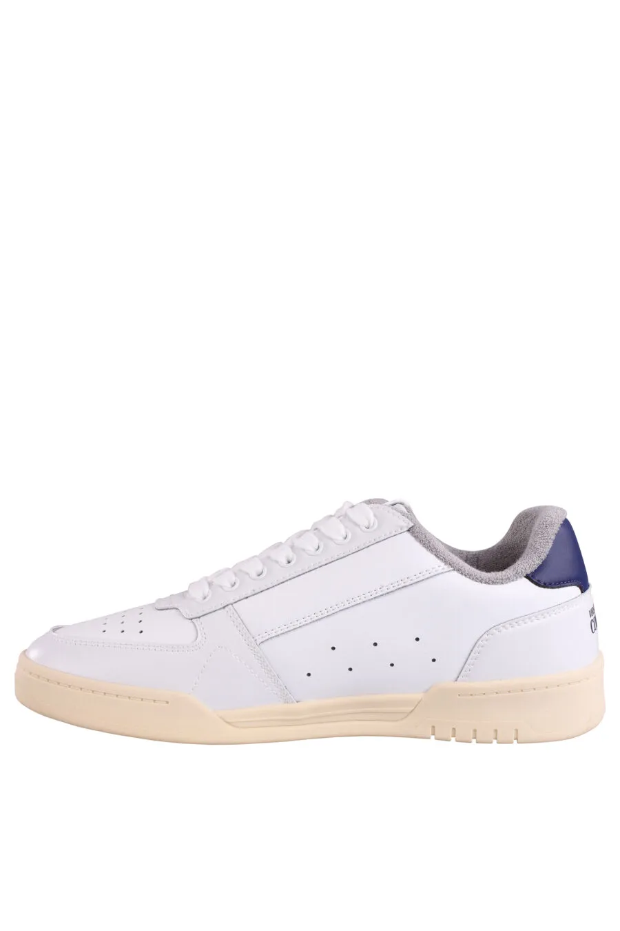 Zapatillas blancas con mini logo rojo y detalle en azul