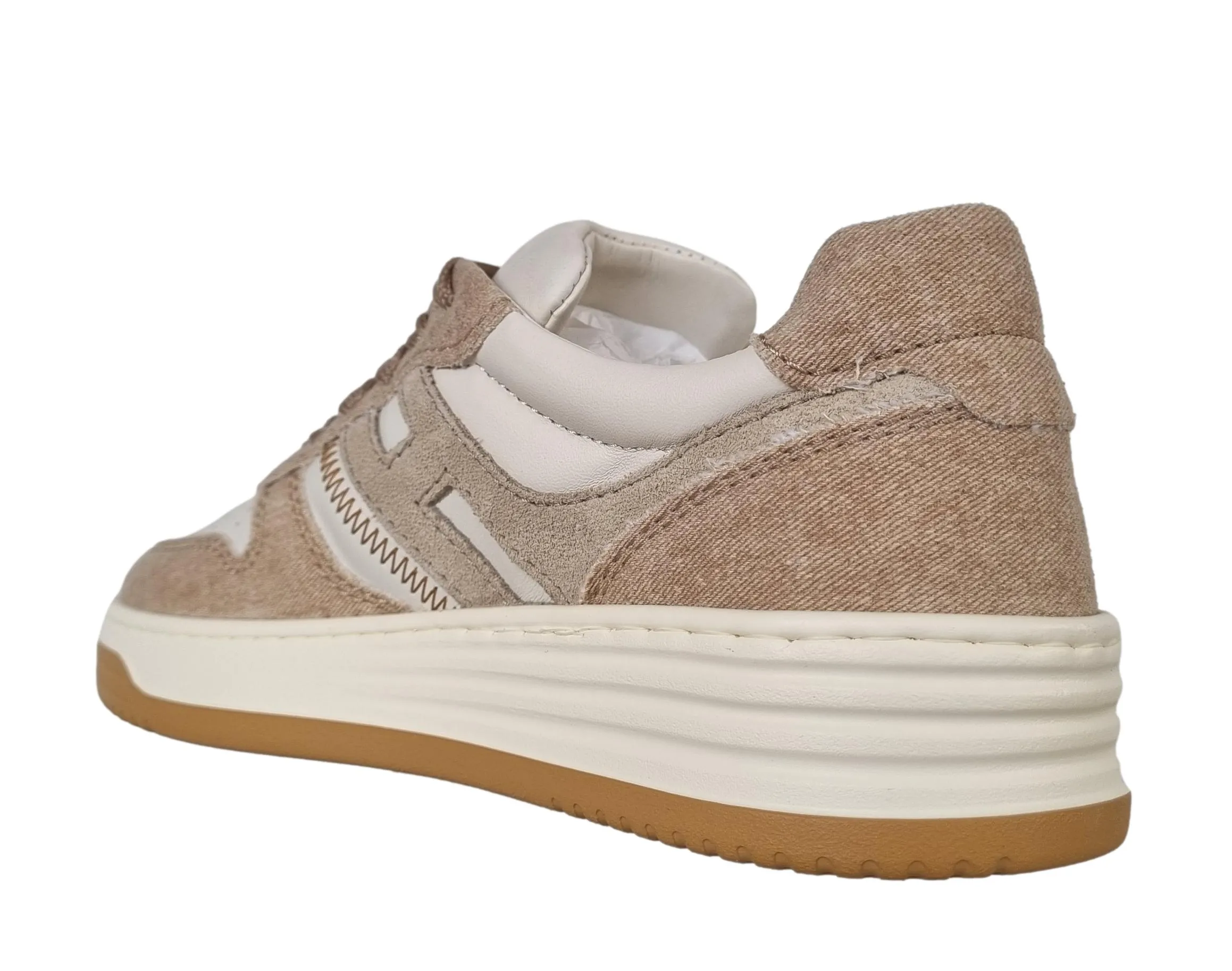 Zapatillas de mujer Hogan H630 baloncesto HXW6300EU50T570FR7 beige y blanco