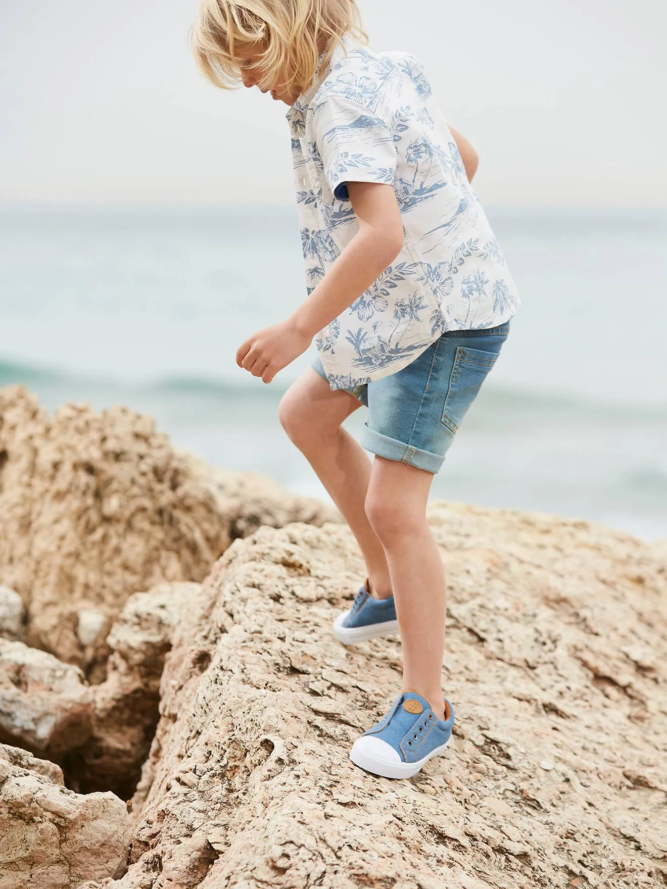 Zapatillas elásticas de tela para niño
